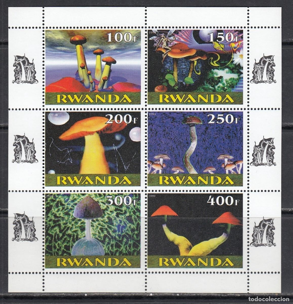 Sellos: RWANDA 1999 SHEET MNH MUSHROOMS CHAMPIGNONS SETAS PILZE FUNGHI COGUMELOS