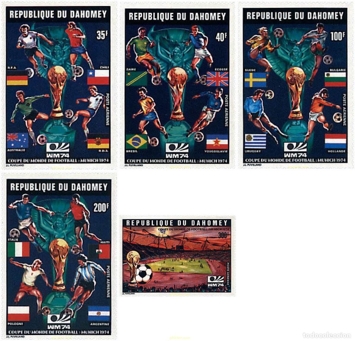 Sellos: 79338 MNH DAHOMEY 1974 COPA DEL MUNDO DE FUTBOL. ALEMANIA-74