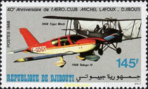Sellos: 68724 MNH DJIBOUTI 1988 40 ANIVERSARIO DEL AERO CLUB M. LAFOUX.