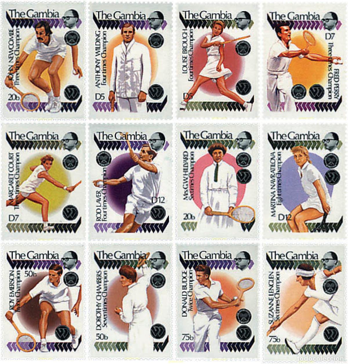 Selos: 264733 HINGED GAMBIA 1990 GRANDES CAMPEONES DE TENIS DE WIMBLEDON