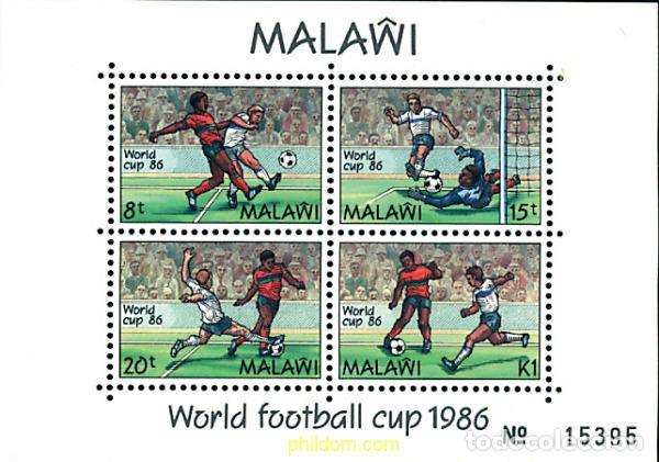 Sellos: 31594 MNH MALAWI 1986 COPA DEL MUNDO DE FUTBOL. MEXICO-86