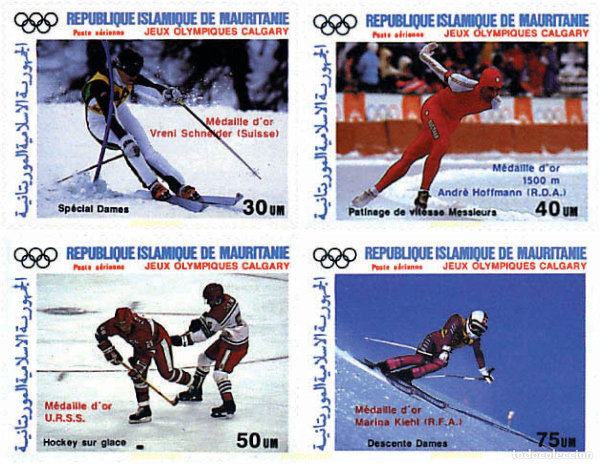 Sellos: 73143 MNH MAURITANIA 1988 MEDALLISTAS DE LOS 15 JUEGOS OLIMPICOS DE INVIERNO. CALGARY 1988