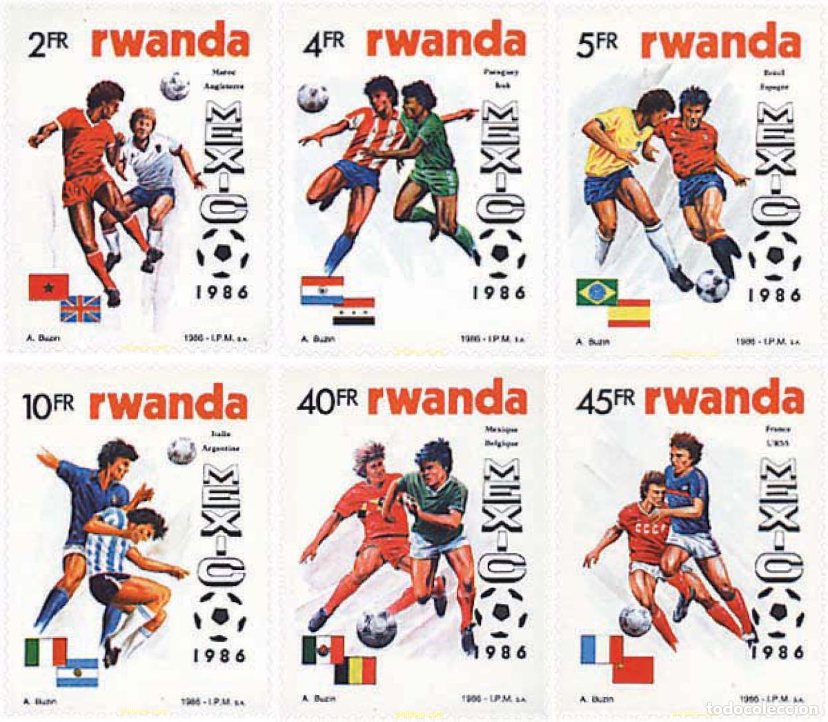Timbres: 79332 MNH RUANDA 1986 COPA DEL MUNDO DE FUTBOL. MEXICO-86