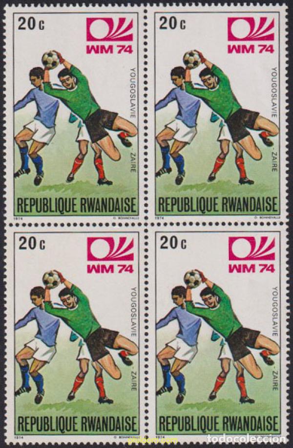 Sellos: 621504 MNH RUANDA 1974 COPA DEL MUNDO DE FUTBOL. ALEMANIA-74