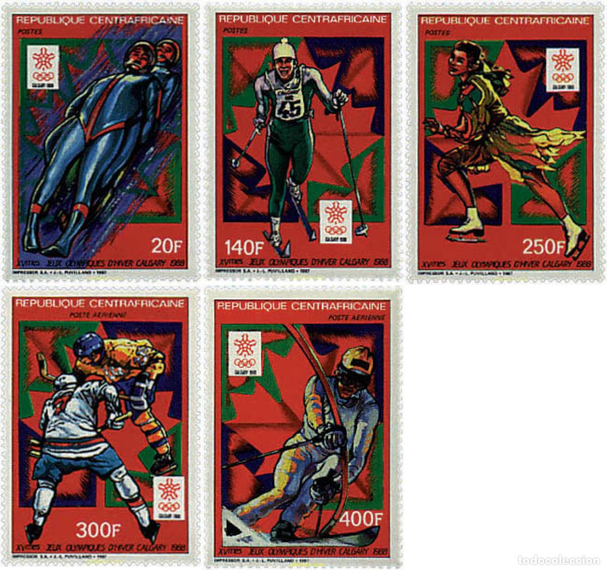 Sellos: 70602 MNH CENTROAFRICANA 1987 15 JUEGOS OLIMPICOS INVIERNO CALGARY 1988