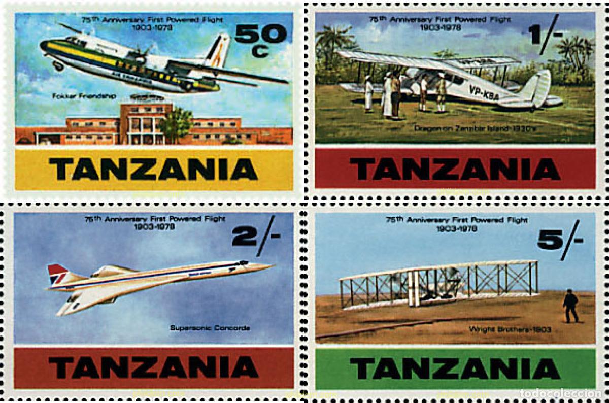 Sellos: 47460 MNH TANZANIA 1978 75 ANIVERSARIO DE LA AVIACION