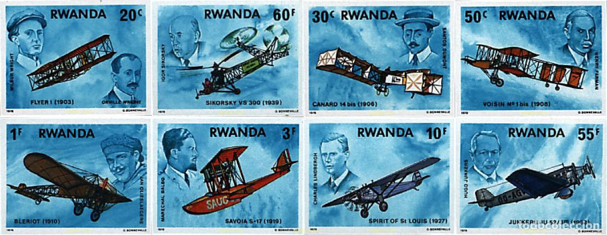 Sellos: 17921 MNH RUANDA 1978 PIONEROS DE LA AVIACION