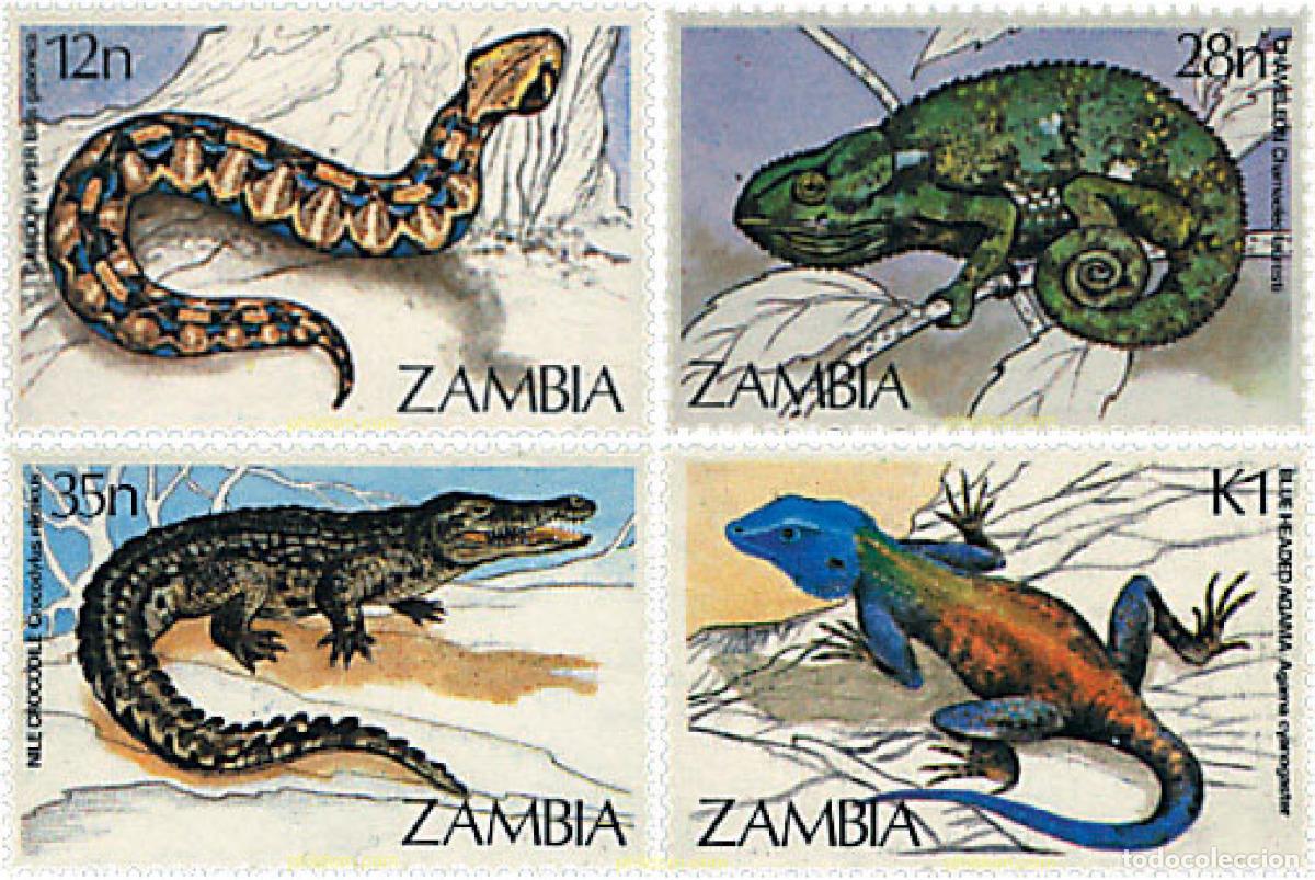 Sellos: 34253 MNH ZAMBIA 1984 REPTILES
