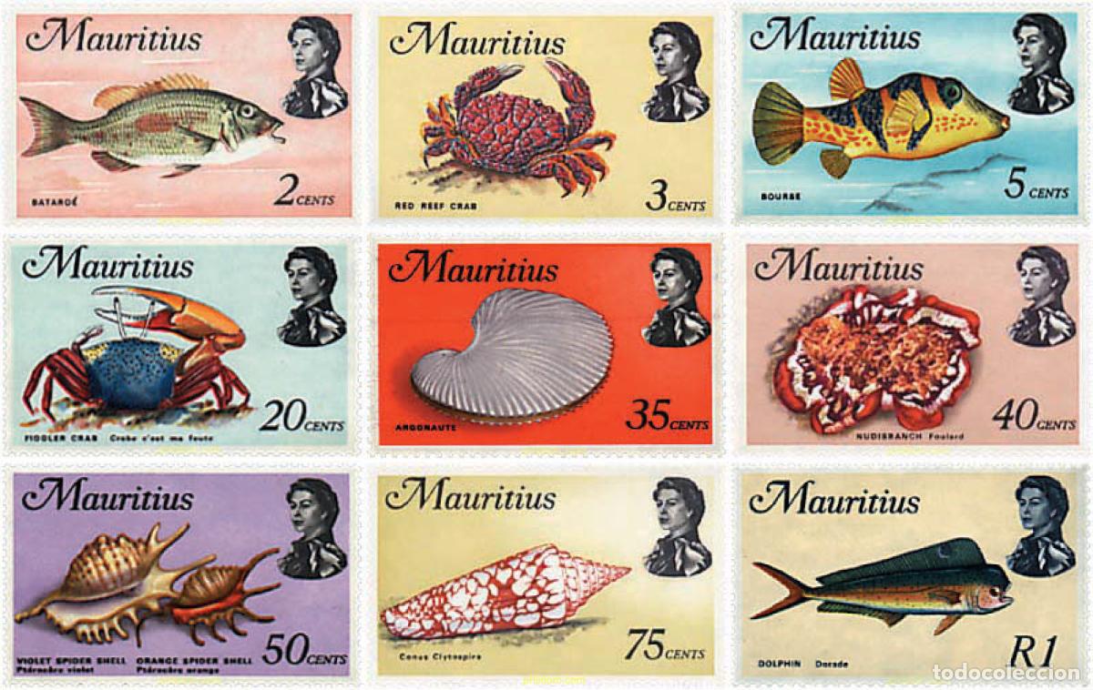 Sellos: 599688 MNH MAURICIO 1969 FAUNA MARINA