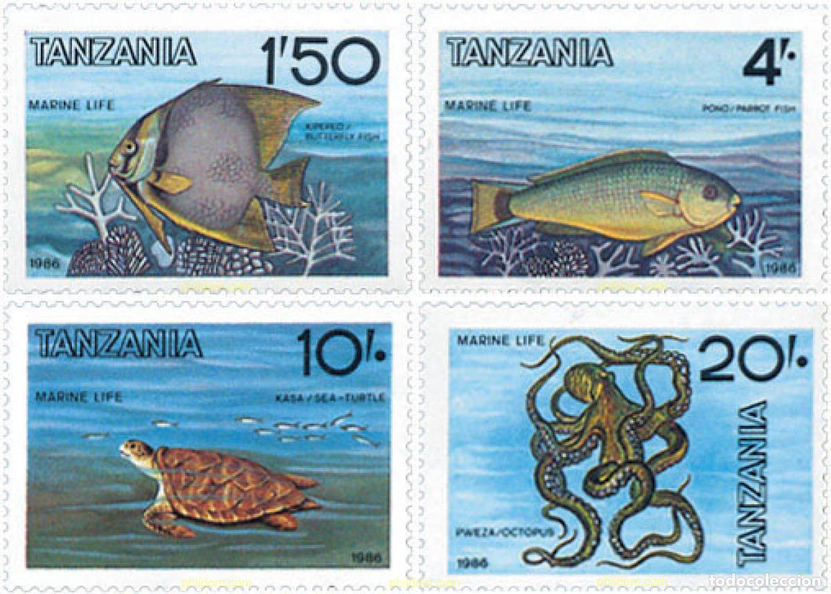 Sellos: 90394 MNH TANZANIA 1986 FAUNA MARINA