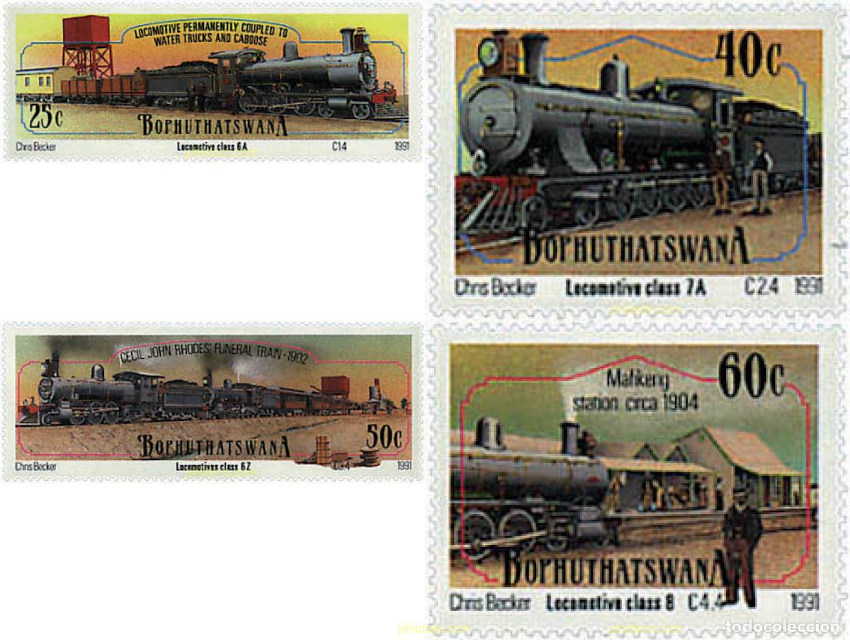 Sellos: 57719 MNH BOPHUTHATSWANA 1991 LOCOMOTORAS DE VAPOR