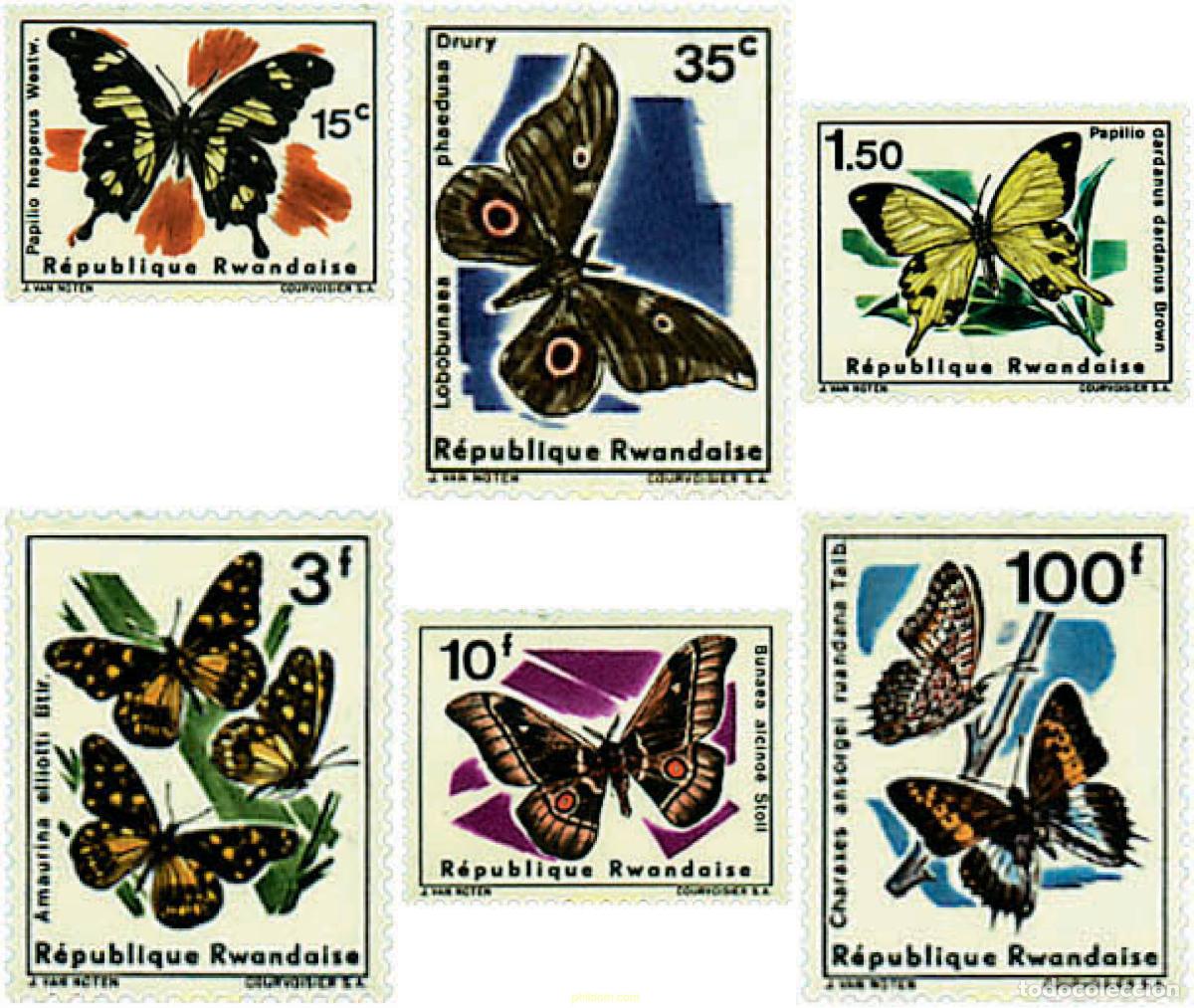 Sellos: 76815 MNH RUANDA 1966 MARIPOSAS