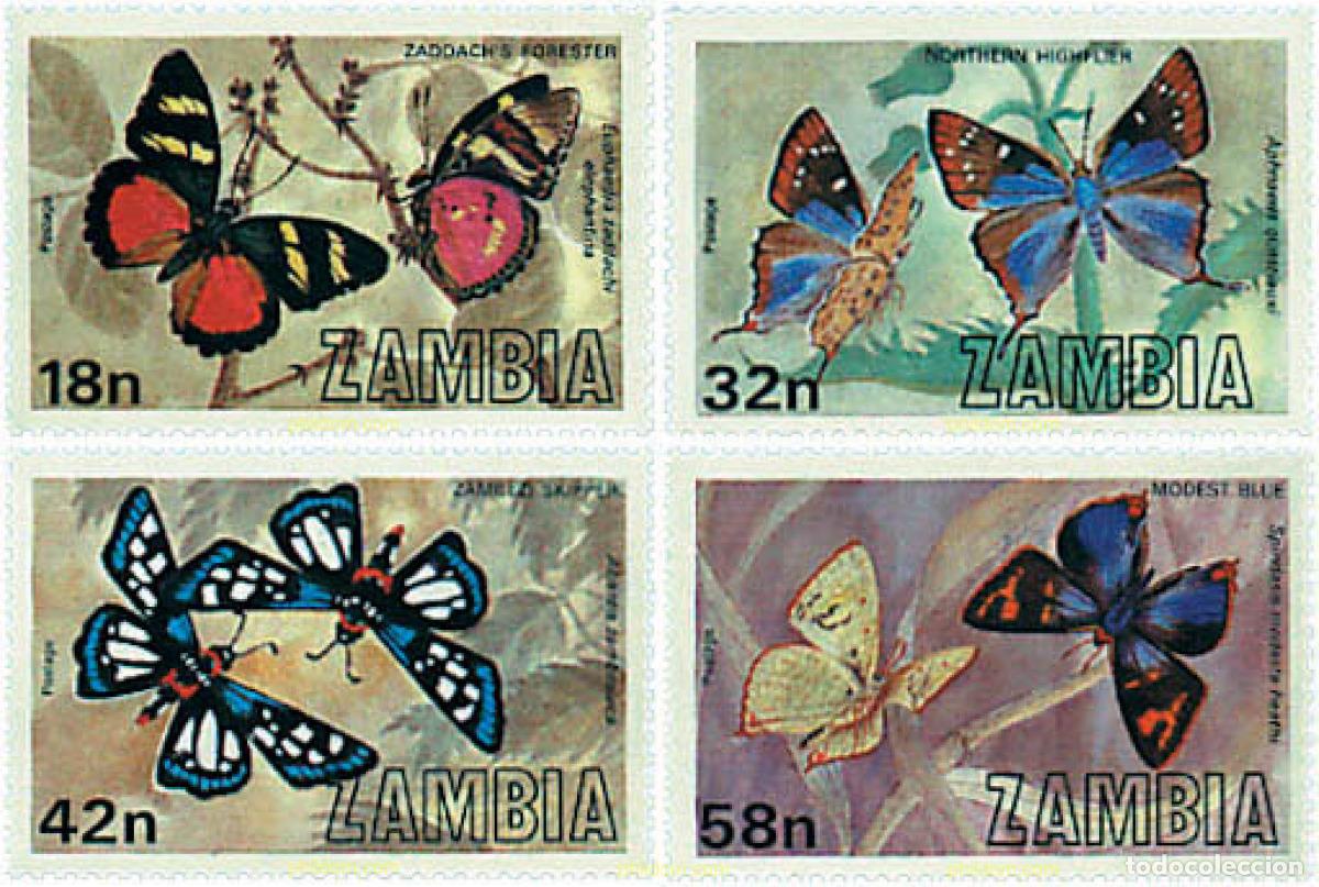 Sellos: 76774 MNH ZAMBIA 1980 MARIPOSAS