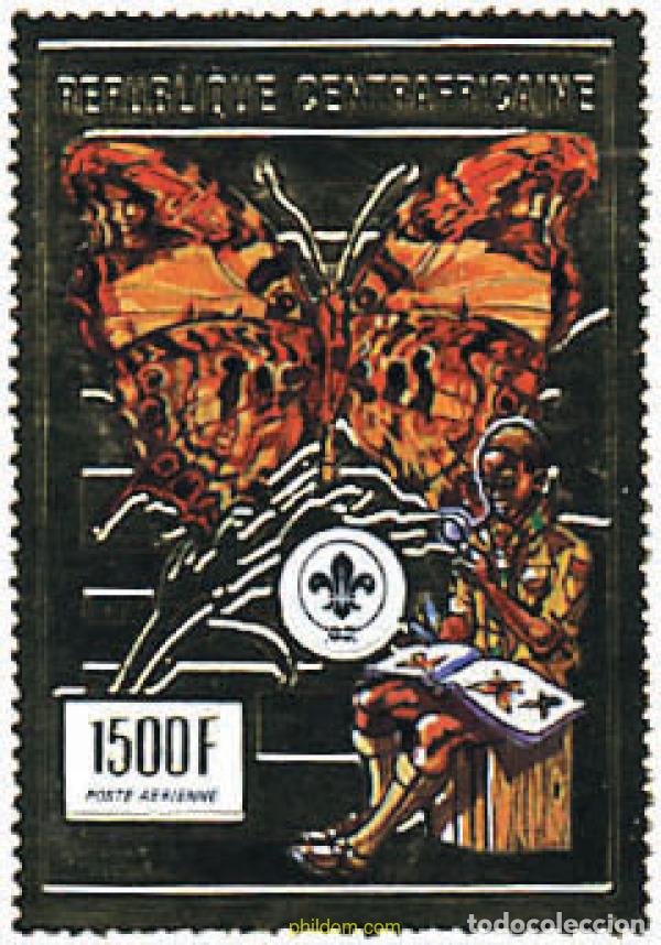 Sellos: 75627 MNH CENTROAFRICANA 1990 MARIPOSAS Y ESCULTISMO