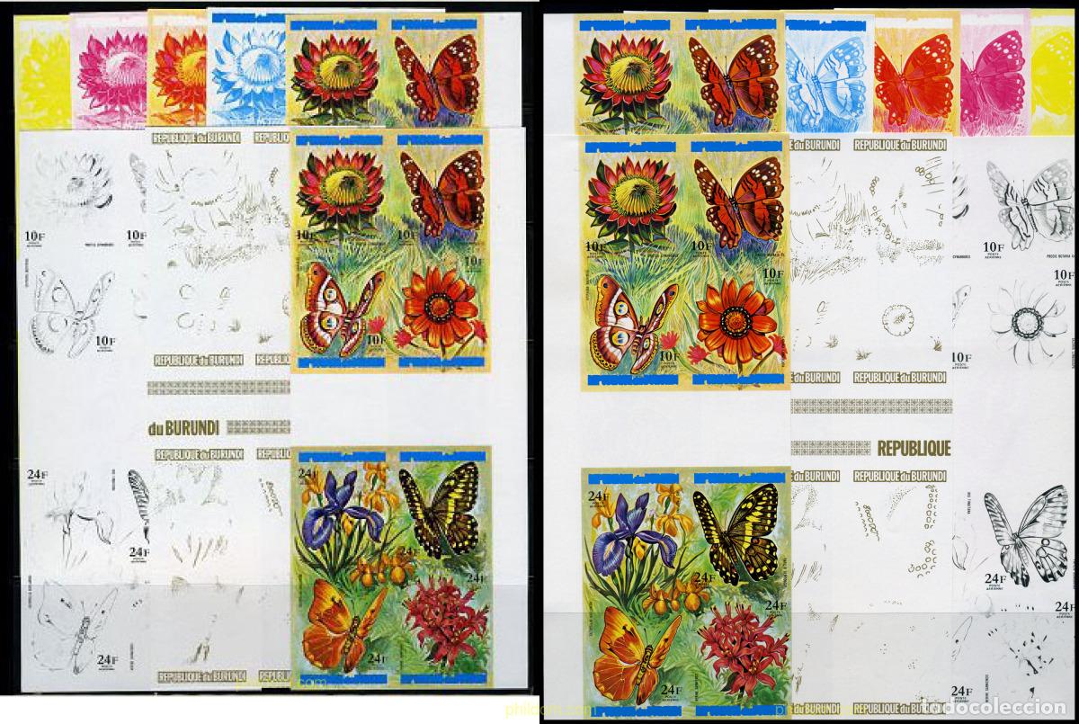Sellos: 204448 MNH BURUNDI 1973 MARIPOSAS Y FLORES