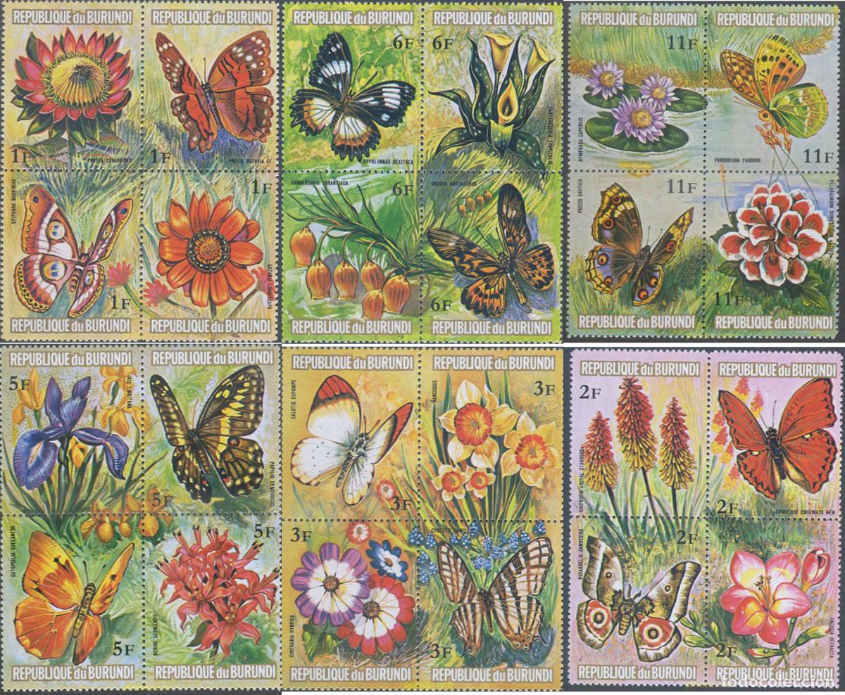 Sellos: 564010 MNH BURUNDI 1973 MARIPOSAS Y FLORES