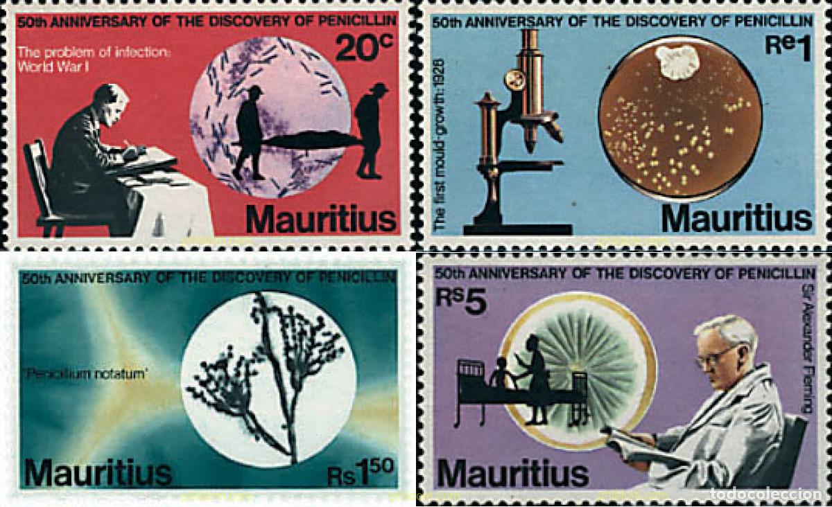Sellos: 73858 MNH MAURICIO 1978 50 ANIVERSARIO DEL DESCUBRIMIENTO DE LA PENICILINA