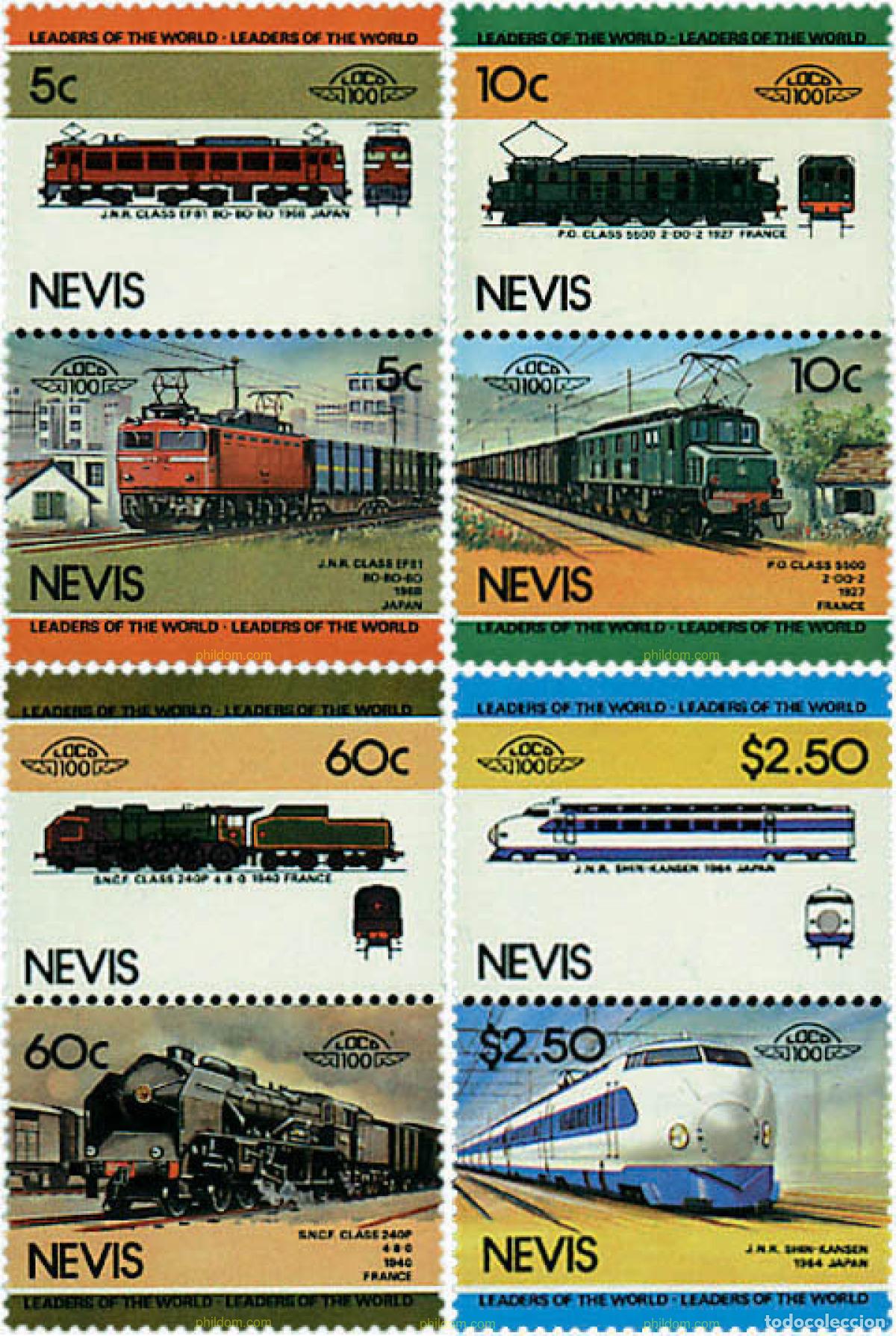 Sellos: 6277 MNH NEVIS 1984 LOCOMOTORAS