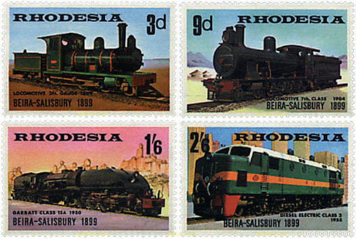 Sellos: 60608 MNH RODESIA 1969 70 ANIVERSARIO DEL FERROCARRIL BEIRA-SALISBURY