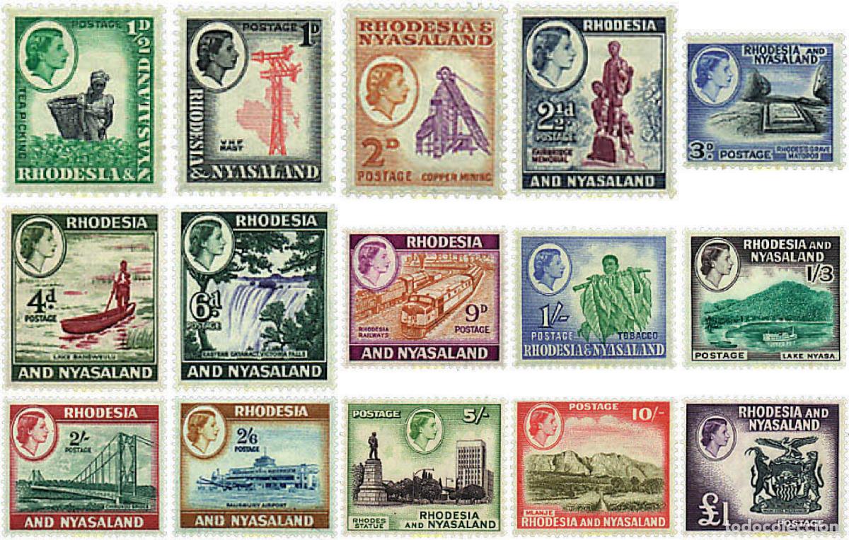 Sellos: 371582 HINGED RODESIA Y NYASSALAND 1959 MOTIVOS VARIOS