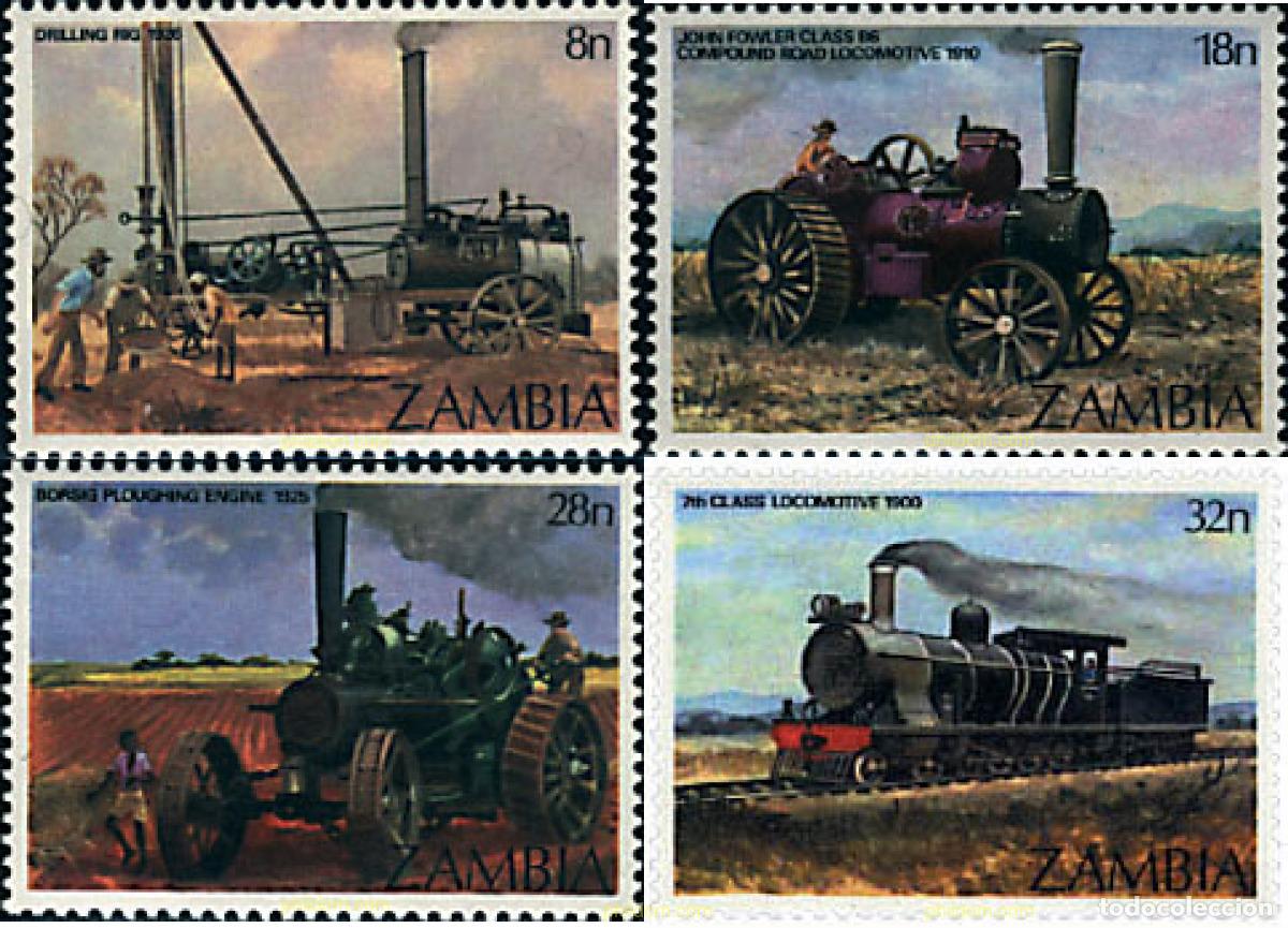Sellos: 60119 MNH ZAMBIA 1983 PRIMERAS MAQUINAS DE VAPOR