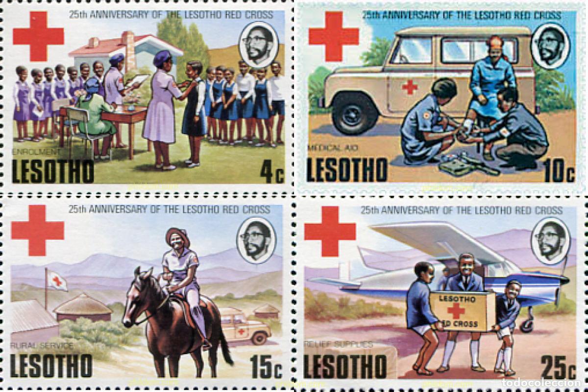 Sellos: 43079 MNH LESOTHO 1976 25 ANIVERSARIO DE LA CRUZ ROJA