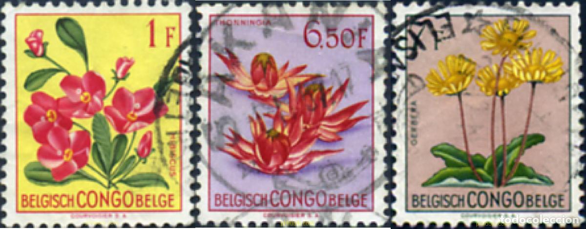 Sellos: 300383 USED CONGO BELGA 1952 FLORES