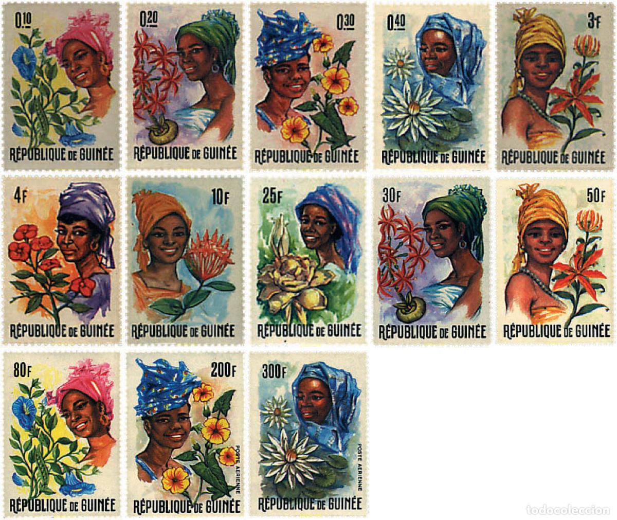 Sellos: 95154 MNH GUINEA 1966 JOVENES GUINEANAS Y FLORES