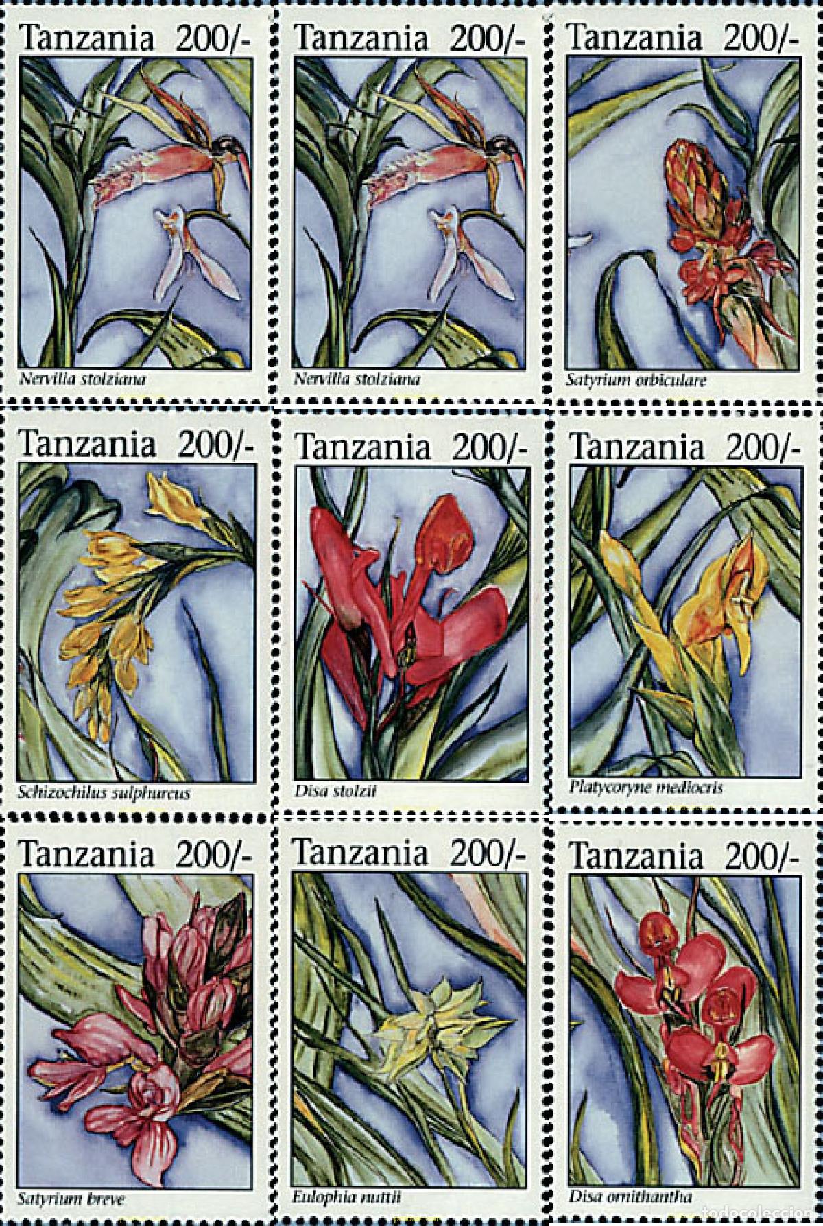 Sellos: 365310 MNH TANZANIA 1994 ORQUIDEAS DE TANZANIA