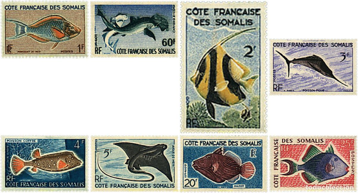 Sellos: 208232 HINGED COSTA DE LOS SOMALIS 1959 PECES Y AVES
