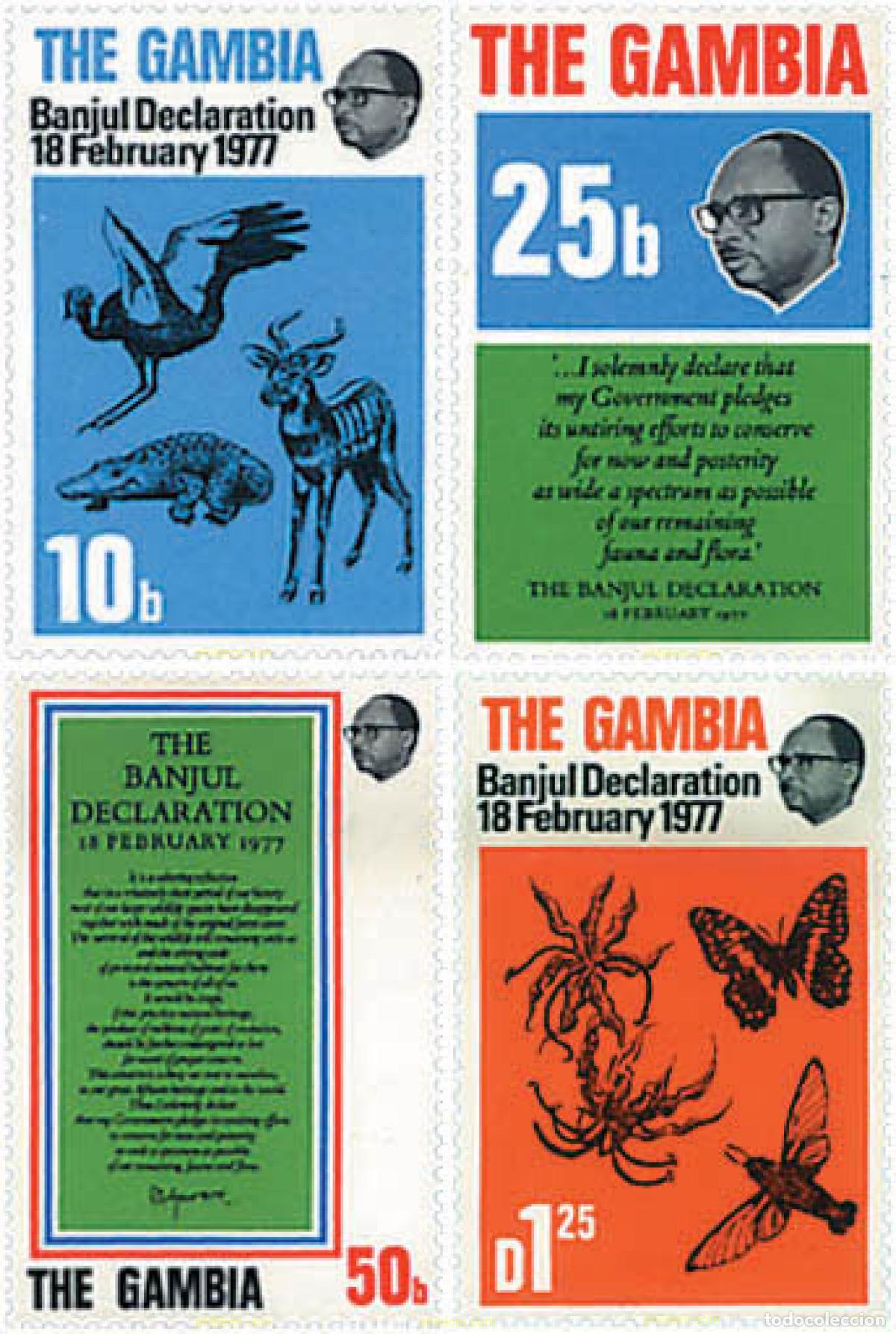 Sellos: 93331 MNH GAMBIA 1977 DECLARACION DE BANJUL SOBRE LA PROTECCION DE LA NATURALEZA