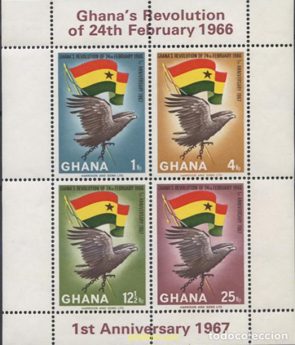 Sellos: 33546 MNH GHANA 1967 1 ANIVERSARIO DE LA REVOLUCION DEL 24 DE FEBRERO