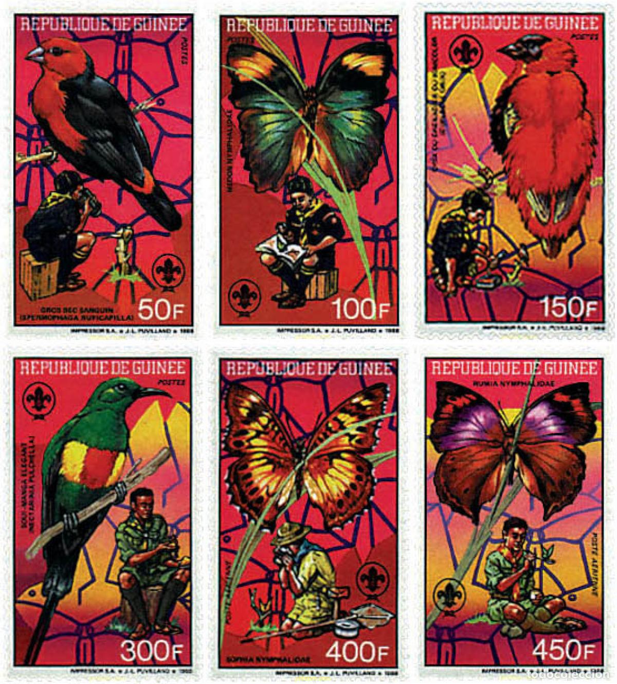 Sellos: 76149 MNH GUINEA 1988 FAUNA Y ESCULTISMO