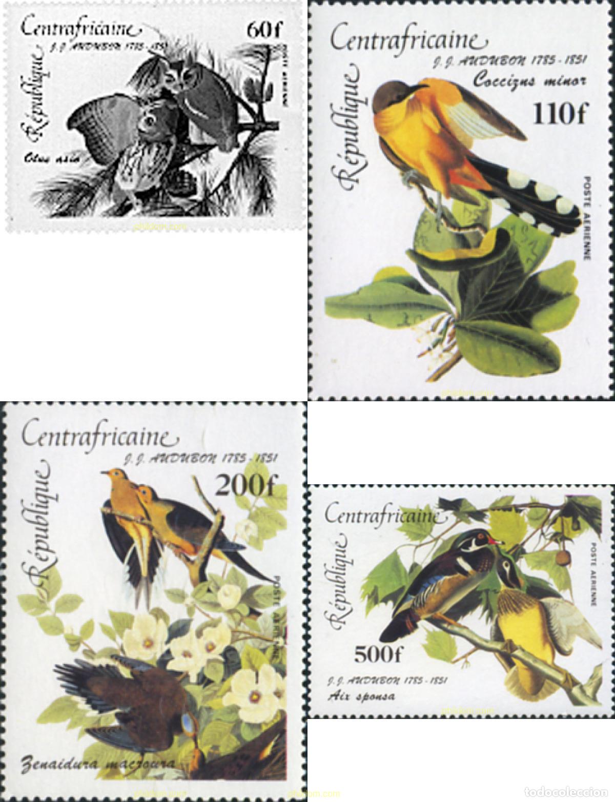 Sellos: 32233 MNH CENTROAFRICANA 1985 BICENTENARIO DEL NACIMIENTO DEL ORNITOLOGO J.J. AUDUBON