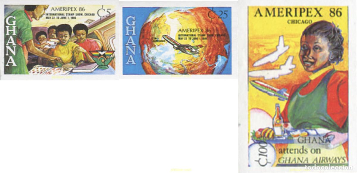 Sellos: 573262 MNH GHANA 1986 AMERIPEX 86. EXPOSICION FILATELICA INTERNACIONAL