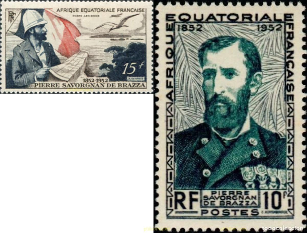 Sellos: 33049 MNH AFRICA ECUATORIAL FRANCESA 1951 CENTENARIO DEL NACIMIENTO DE SAVORGNAN DE BRAZZA