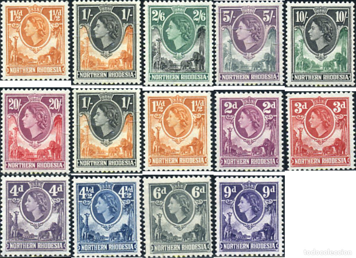 Sellos: 355328 HINGED RODESIA DEL NORTE 1953 ISABEL II