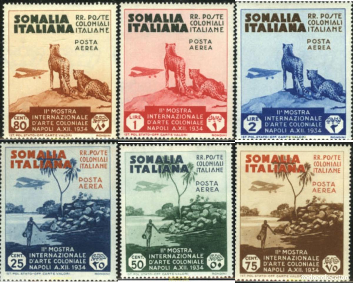 Sellos: 219784 MNH SOMALIA ITALIANA 1934 2 EXPOSICION DE ARTE COLONIAL EN NAPOLES