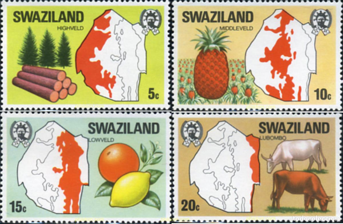 Sellos: 29627 MNH SWAZILANDIA 1977 CARTAS GEOGRAFICAS DE LAS REGIONES.