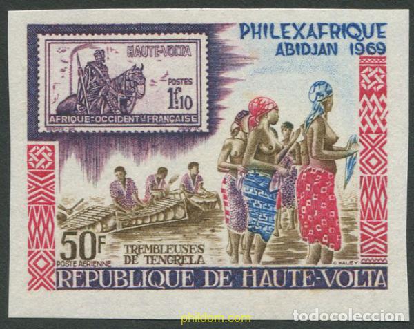 Sellos: 300425 MNH ALTO VOLTA 1969 EXPOSICION FILATELICA EN COSTA DE MARFIL.
