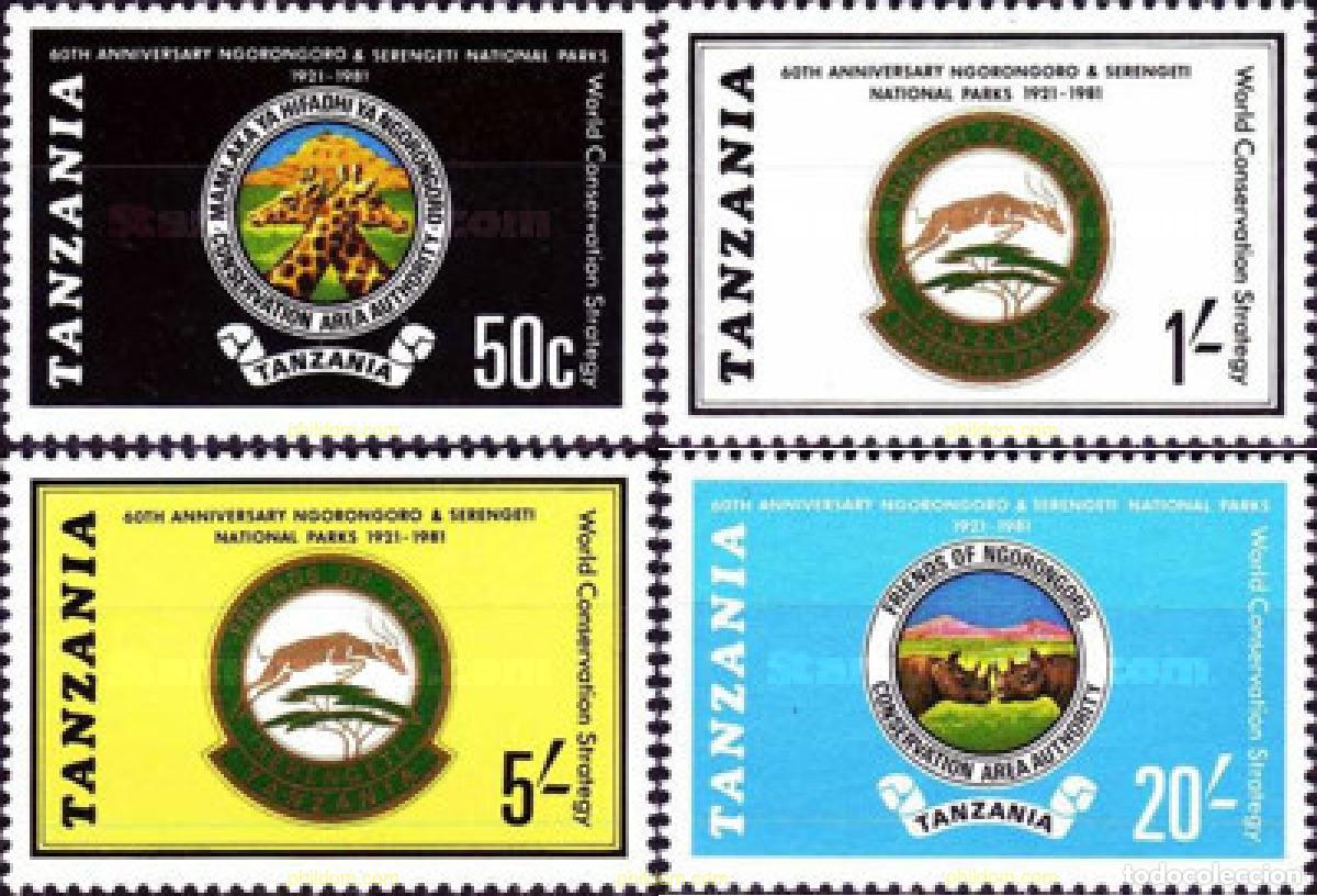 Sellos: 28847 MNH TANZANIA 1981 60 ANIVERSARIO DEL PARQUE NACIONAL DE NGORONGO Y SERENGETI
