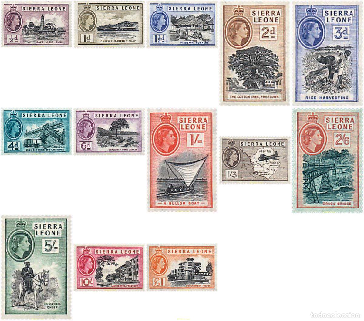 Sellos: 58865 MNH SIERRA LEONA 1956 SERIE BASICA