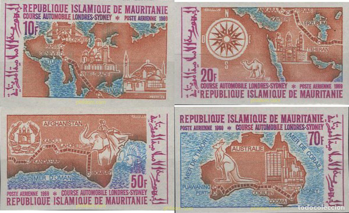 Sellos: 19914 MNH MAURITANIA 1969 CARRERA AUTOMOVILISTICA LONRES-SIDNEY