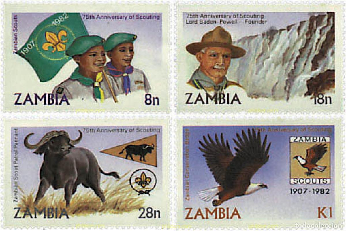 Sellos: 38708 MNH ZAMBIA 1982 75 ANIVERSARIO DEL ESCULTISMO