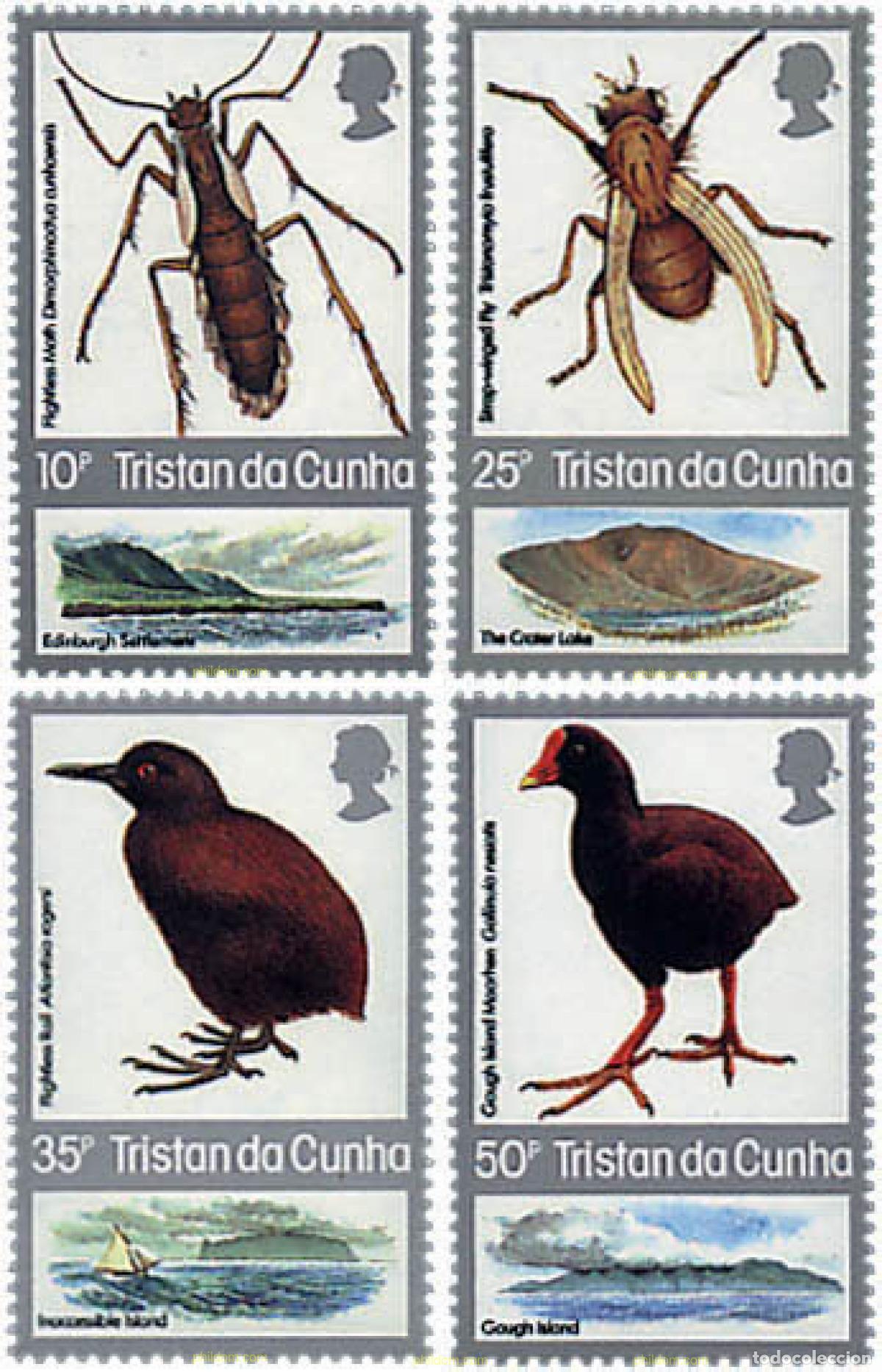 Sellos: 77036 MNH TRISTAN DA CUNHA 1987 INSECTOS Y AVES QUE NO VUELAN