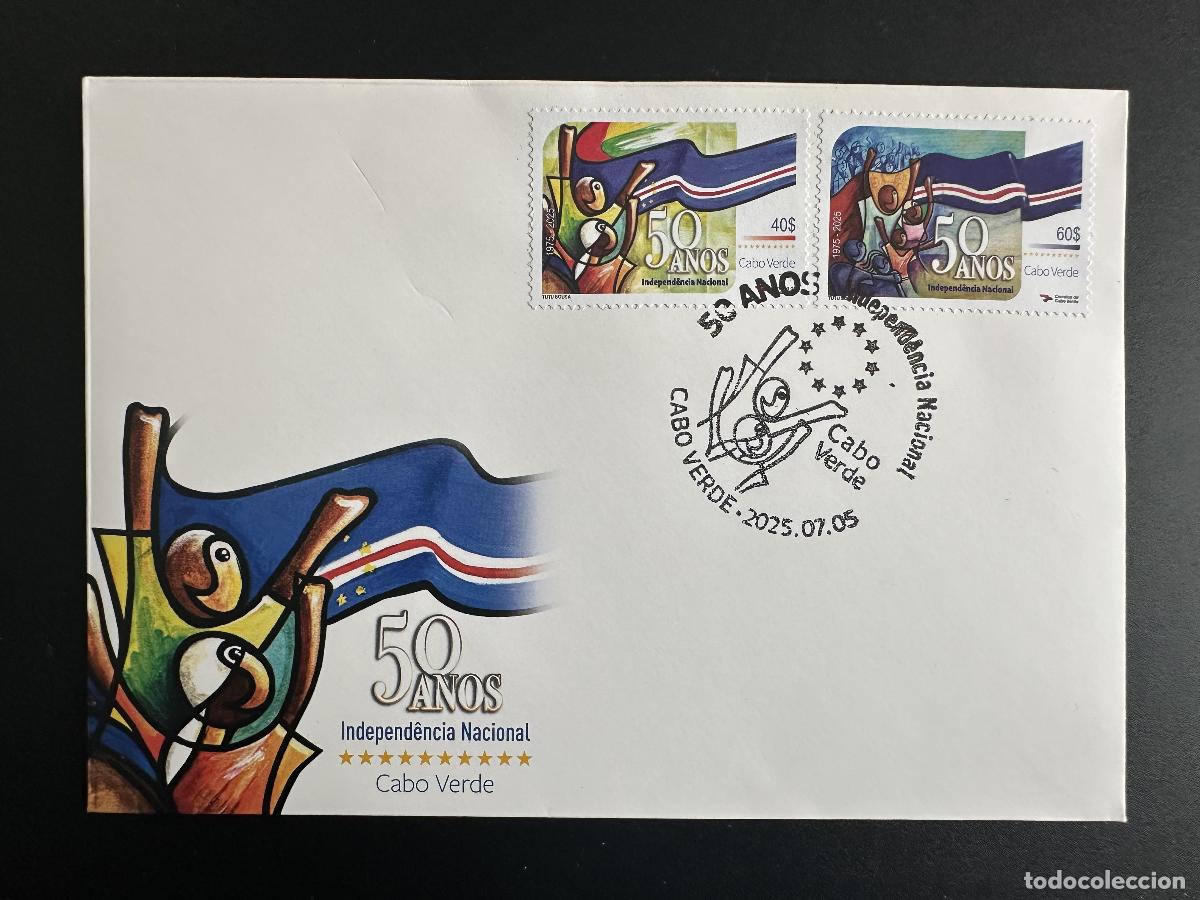 Sellos: Cabo Verde 2025 Mi.? FDC 50 Anos Independencia Nacional Edici&oacute;n conjunta
