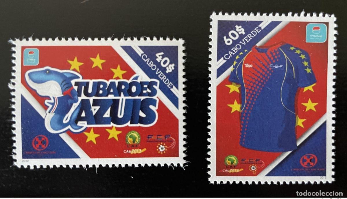Sellos: Cabo Verde 2012 10-18 de mayo - 10-19 Football Tubaroes Azul CAN Africa Cup 2013