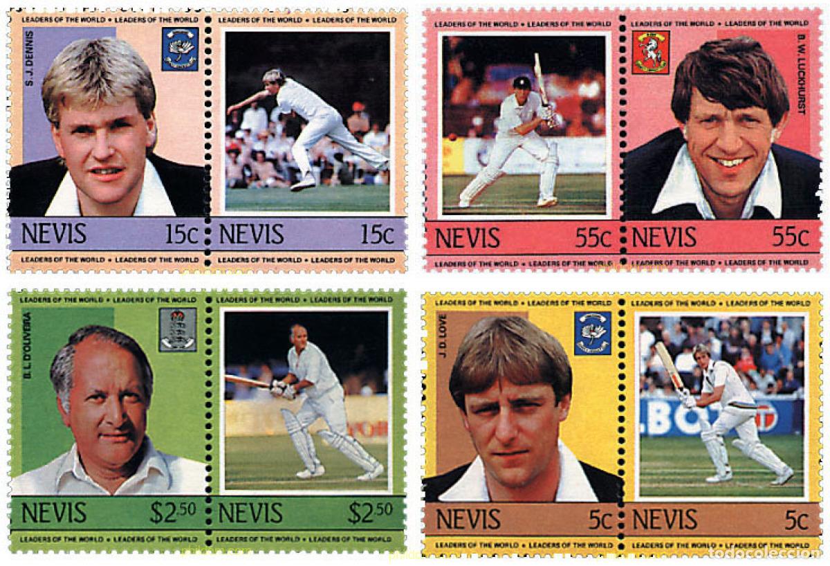 Sellos: 153810 MNH NEVIS 1984 JUGADORES DE CRICKET