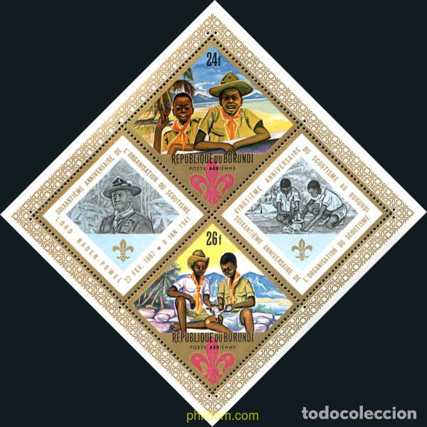 Sellos: 38045 MNH BURUNDI 1968 60 ANIVERSARIO DEL ESCULTISMO INTERNACIONAL Y 20 DEL ESCULTISMO NACIONAL