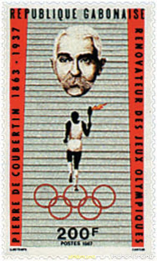 Sellos: 72978 MNH GABON 1987 50 ANIVERSARIO DE LA MUERTE DE PIERRE COUBERTIN